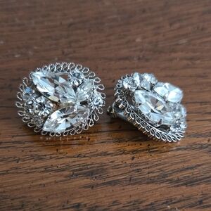 Elegant Silver Crystal Clip-On Earrings